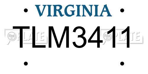 TLM3411 Virginia License Plate