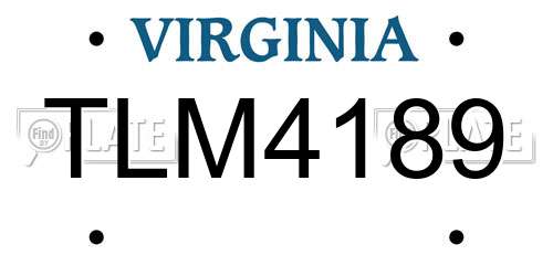 TLM4189 Virginia License Plate