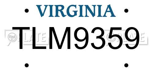 TLM9359 Virginia License Plate