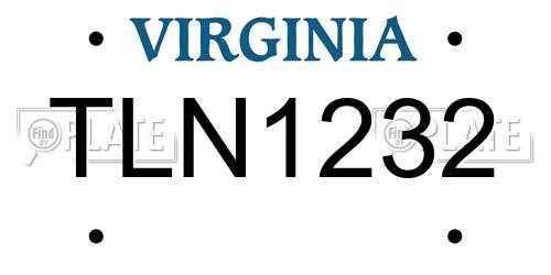 TLN1232 Virginia License Plate
