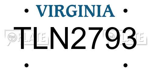 TLN2793 Virginia License Plate