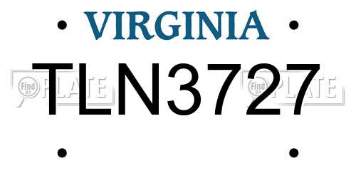 TLN3727 Virginia License Plate