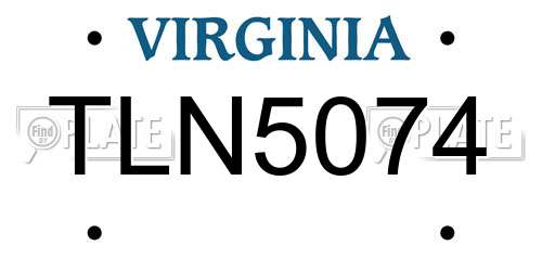 TLN5074 Virginia License Plate