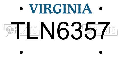 TLN6357 Virginia License Plate