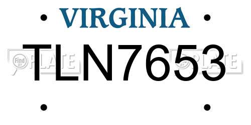 TLN7653 Virginia License Plate