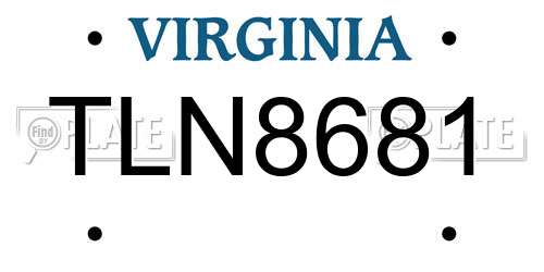 TLN8681 Virginia License Plate
