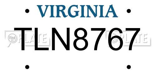 TLN8767 Virginia License Plate
