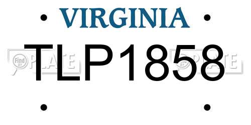 TLP1858 Virginia License Plate