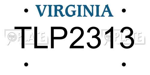 TLP2313 Virginia License Plate