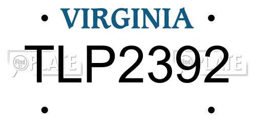 TLP2392 Virginia License Plate