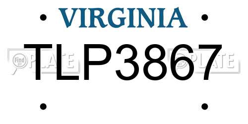 TLP3867 Virginia License Plate