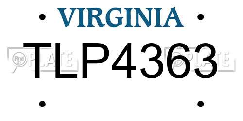 TLP4363 Virginia License Plate