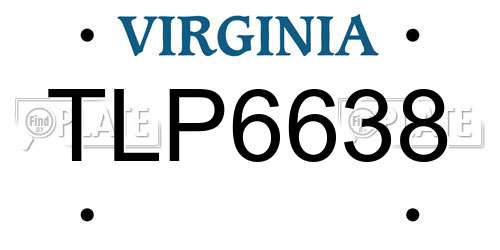 TLP6638 Virginia License Plate