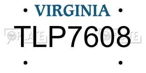 TLP7608 Virginia License Plate