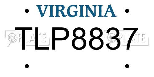 TLP8837 Virginia License Plate