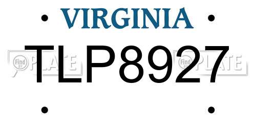 TLP8927 Virginia License Plate