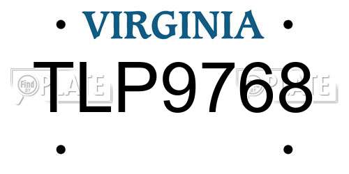 TLP9768 Virginia License Plate