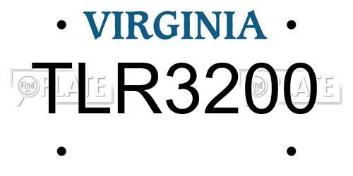 TLR3200 Virginia License Plate