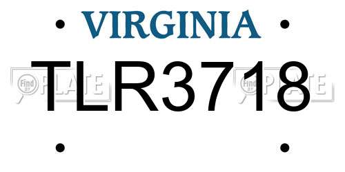 TLR3718 Virginia License Plate