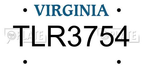 TLR3754 Virginia License Plate