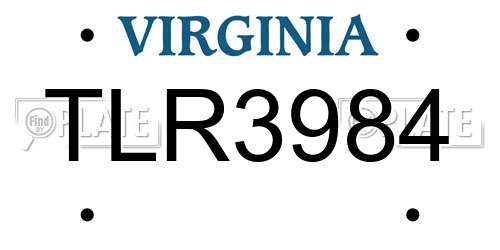 TLR3984 Virginia License Plate
