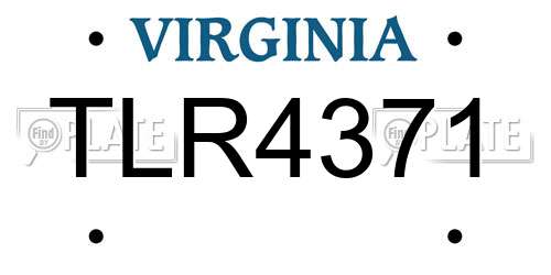 TLR4371 Virginia License Plate