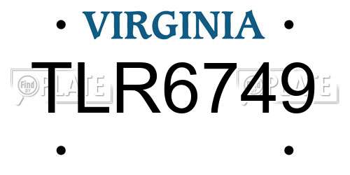 TLR6749 Virginia License Plate