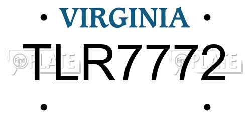 TLR7772 Virginia License Plate
