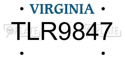 TLR9847 Virginia License Plate