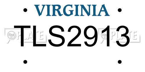 TLS2913 Virginia License Plate