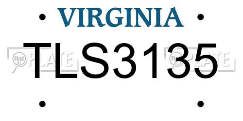 TLS3135 Virginia License Plate