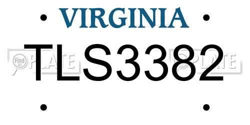 TLS3382 Virginia License Plate