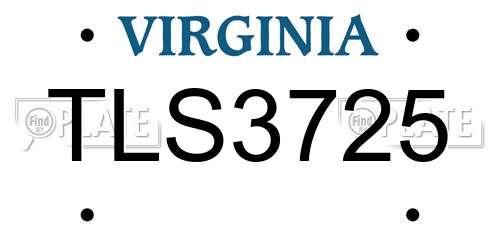 TLS3725 Virginia License Plate