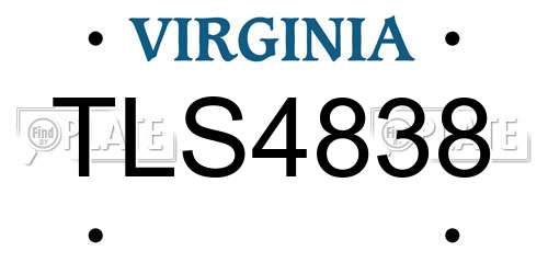 TLS4838 Virginia License Plate