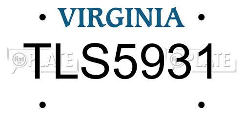 TLS5931 Virginia License Plate
