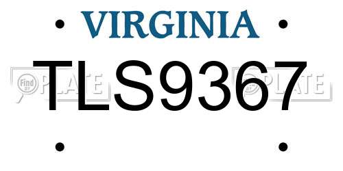 TLS9367 Virginia License Plate