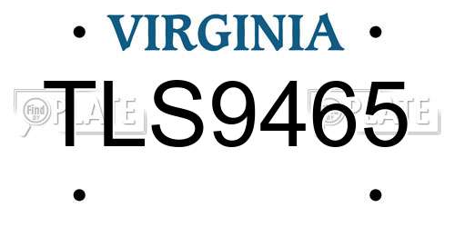 TLS9465 Virginia License Plate