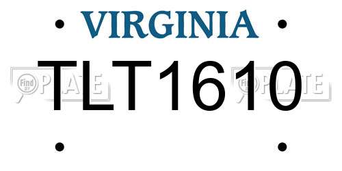 TLT1610 Virginia License Plate
