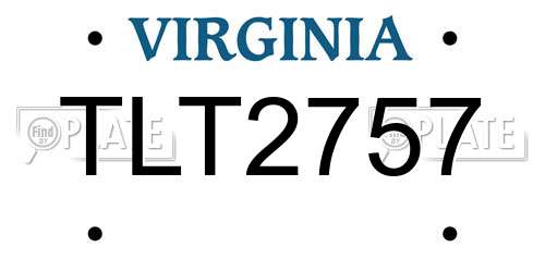TLT2757 Virginia License Plate