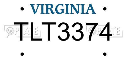 TLT3374 Virginia License Plate