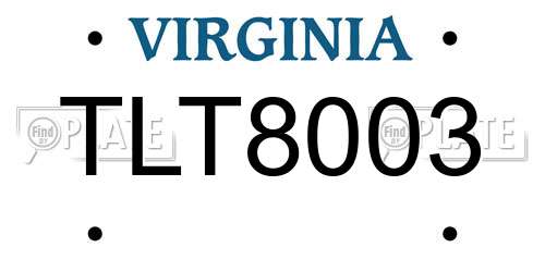 TLT8003 Virginia License Plate