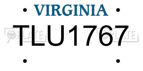 TLU1767 Virginia License Plate