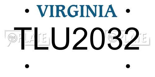 TLU2032 Virginia License Plate