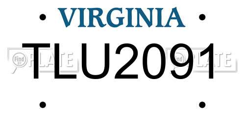 TLU2091 Virginia License Plate