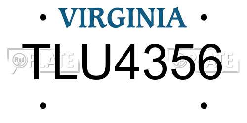 TLU4356 Virginia License Plate