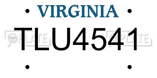 TLU4541 Virginia License Plate