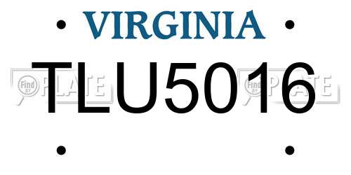 TLU5016 Virginia License Plate