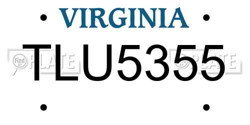TLU5355 Virginia License Plate