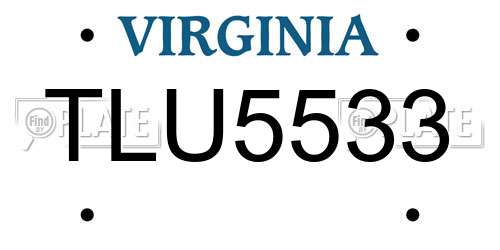 TLU5533 Virginia License Plate