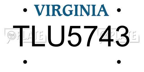 TLU5743 Virginia License Plate